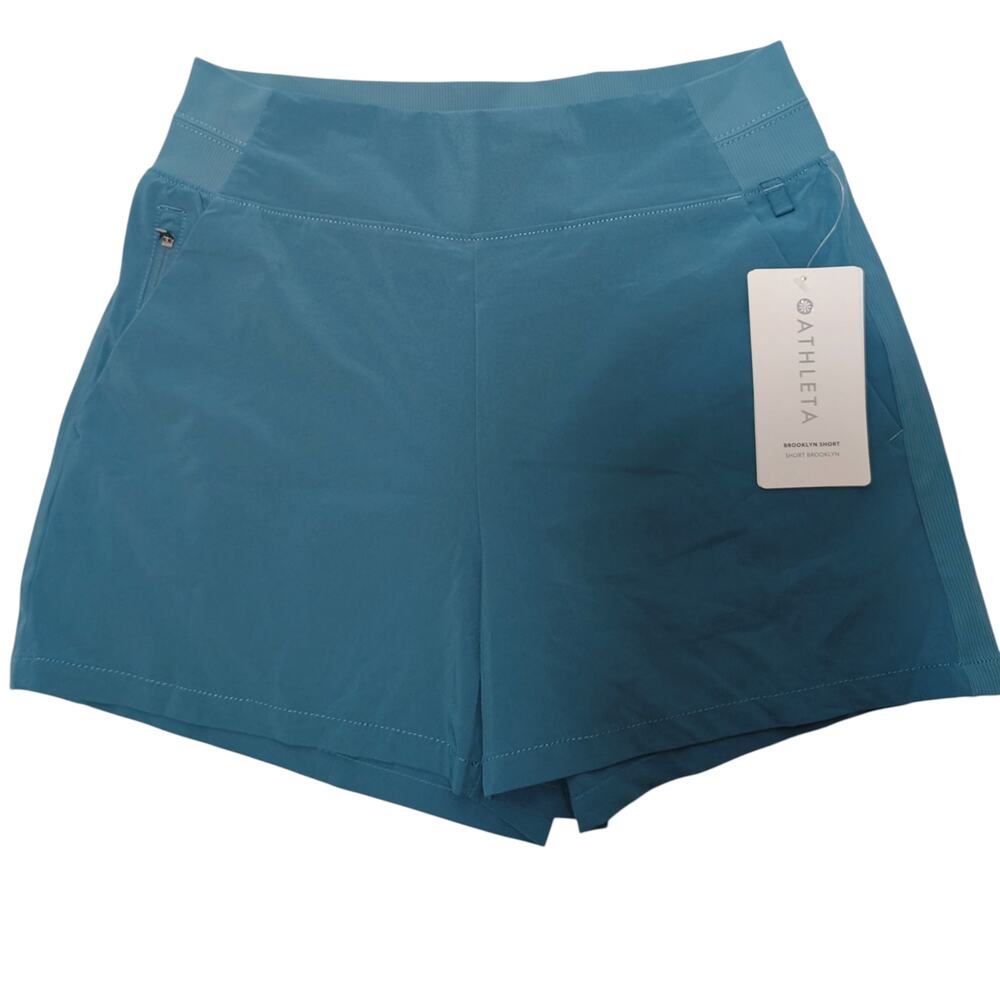 Athleta 4 Brooklyn short borealis green lightweight comfort casual elastic waist - Picture 1 of 3